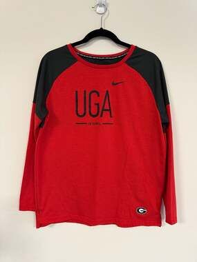 Nike University Of Georgia Dri Fit Long Sleeve Shirt Sz Medium Adult UGA Red